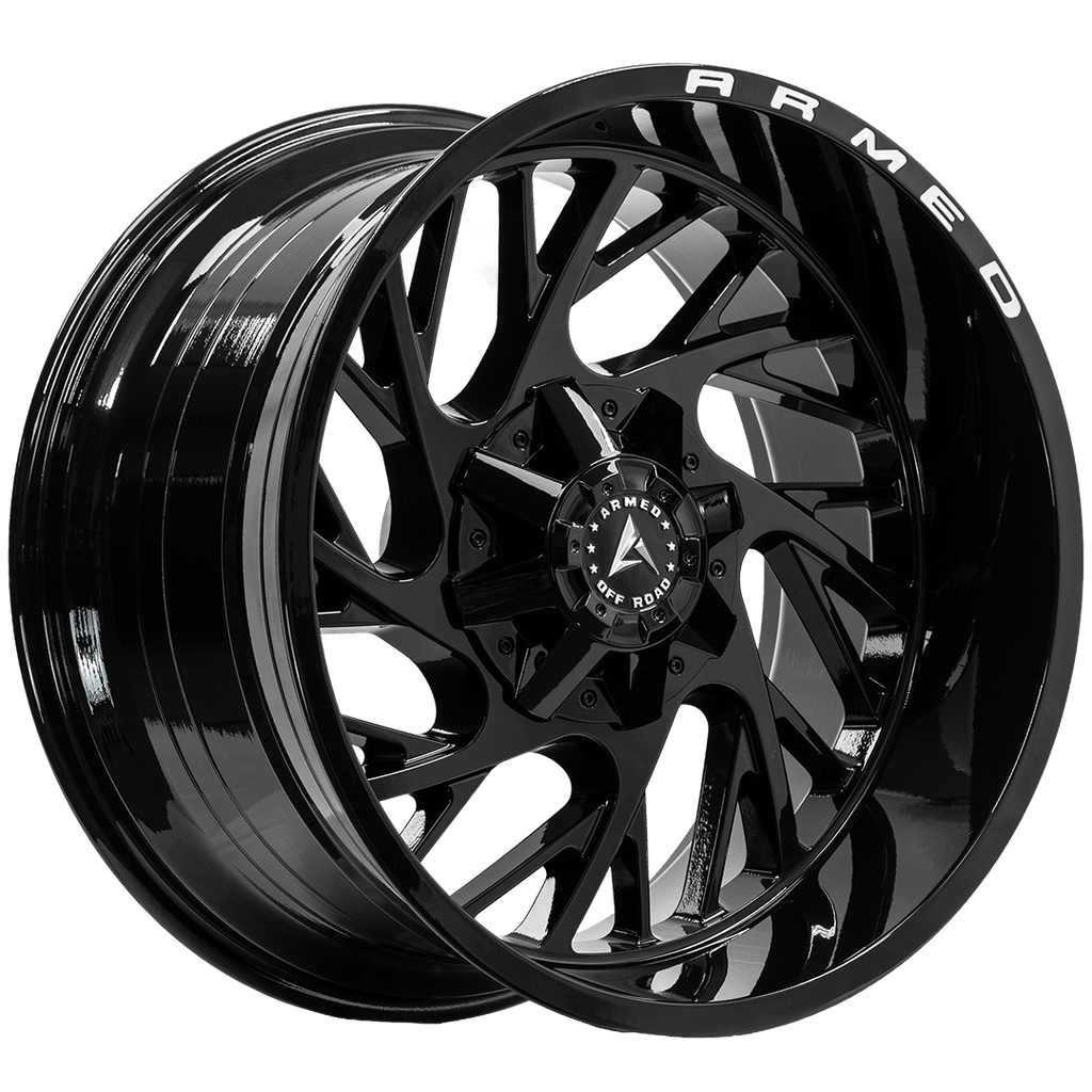 Armed Wheels Carnage Gloss Black + Armed Milling 22x12 -44 Custom 87.1mm