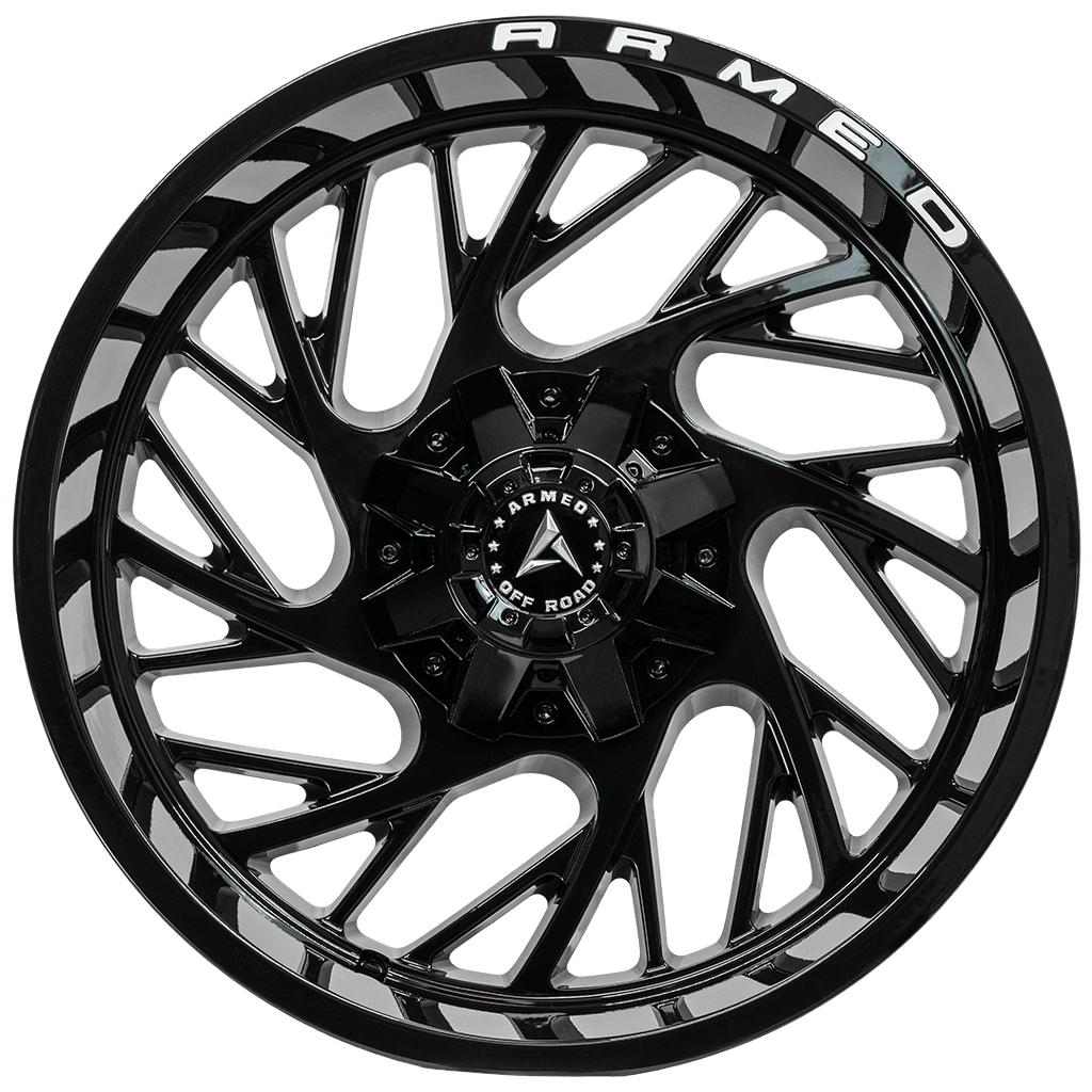 Armed Wheels Carnage Gloss Black + Armed Milling 22x12 -44 6x135mm 108.1mm