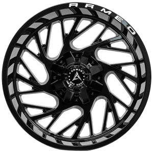 Armed Wheels Carnage Gloss Black + Armed Milling 22x12 -44 5x127mm 78.1mm