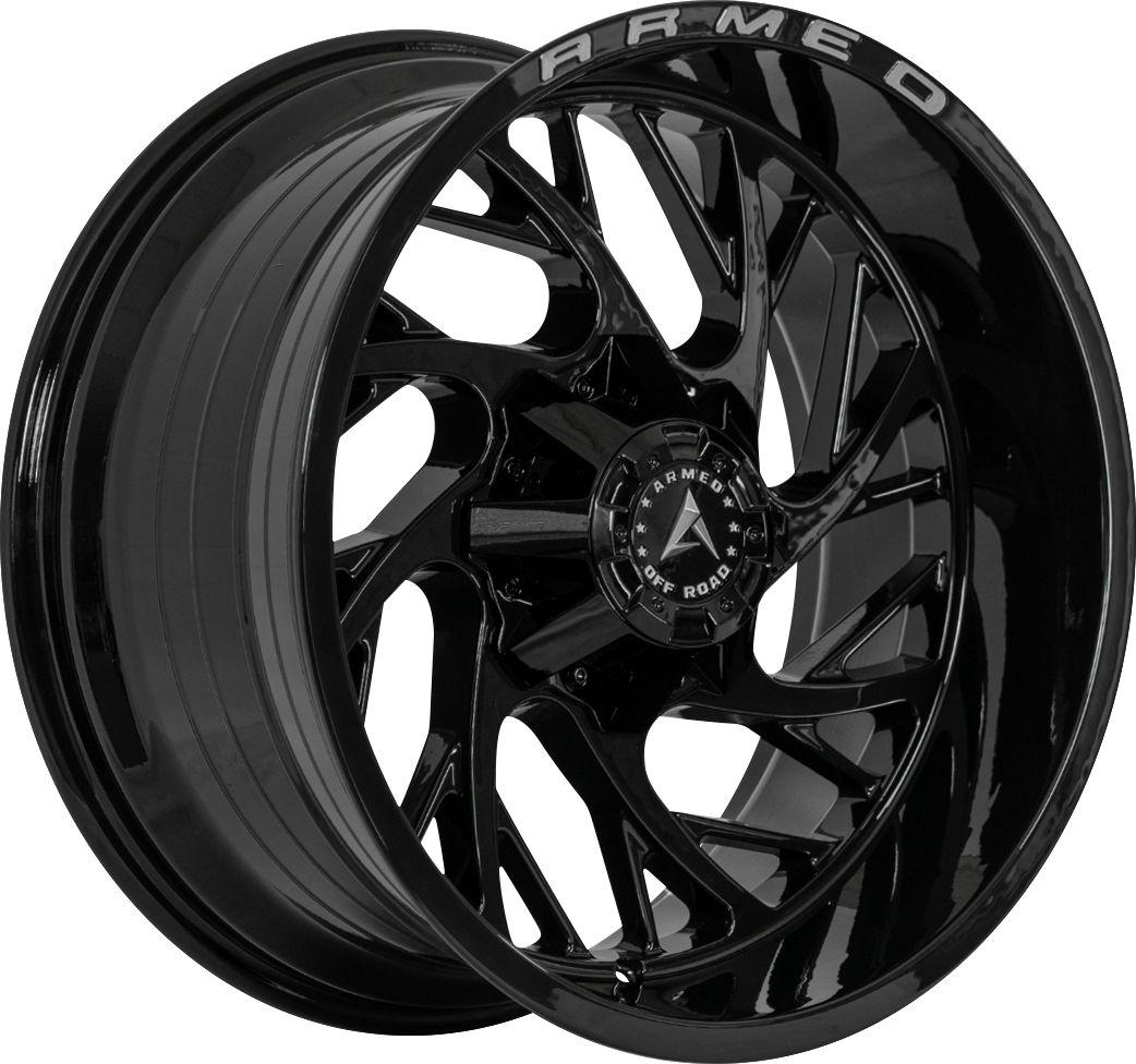 Armed Wheels Carnage Gloss Black + Armed Milling 20x9 +12 5x127mm 87mm