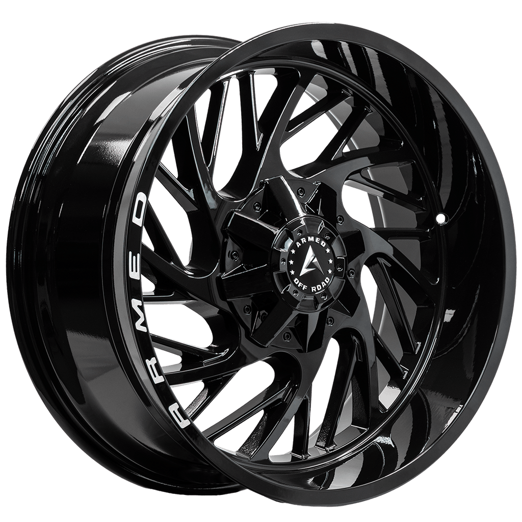 Armed Wheels Carnage Gloss Black + Armed Milling 22x10 -18 8x165.1mm 125.1mm