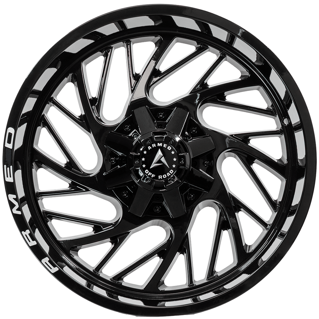 Armed Wheels Carnage Gloss Black + Armed Milling 22x10 -18 Custom 87.1mm