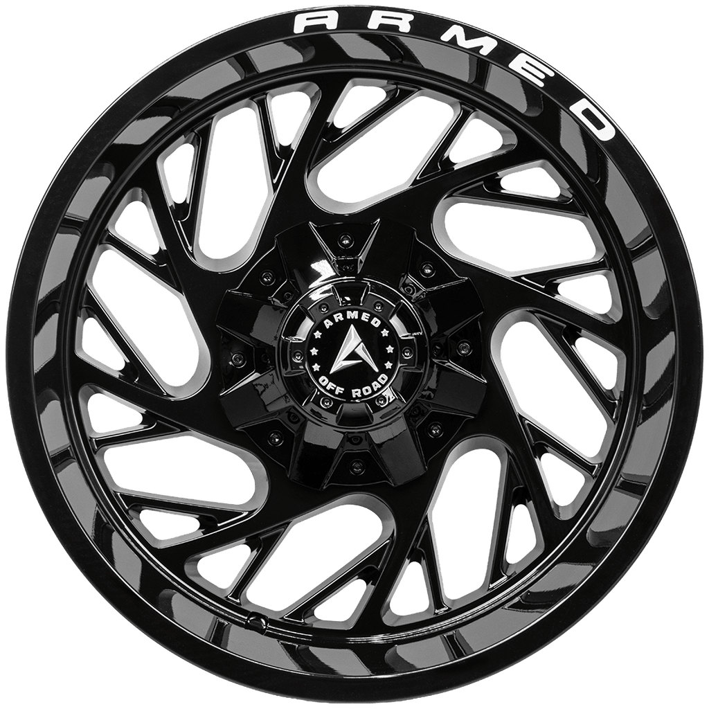 Armed Wheels Carnage Gloss Black + Armed Milling 20x12 -44 8x165.1mm 125.1mm