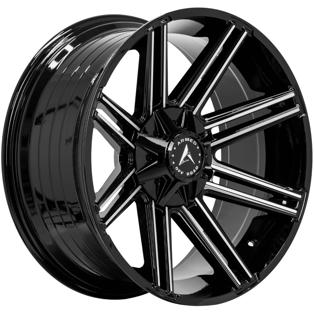 Armed Wheels Chopper Gloss Black Machined 22x10 -18 6x135mm 108.1mm