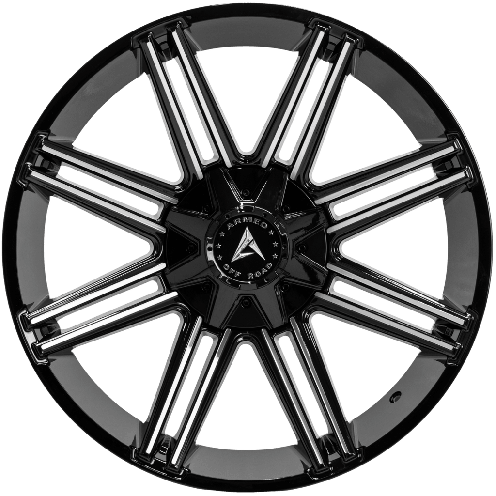 Armed Wheels Chopper Gloss Black Machined 22x10 -18 6x135mm 108.1mm