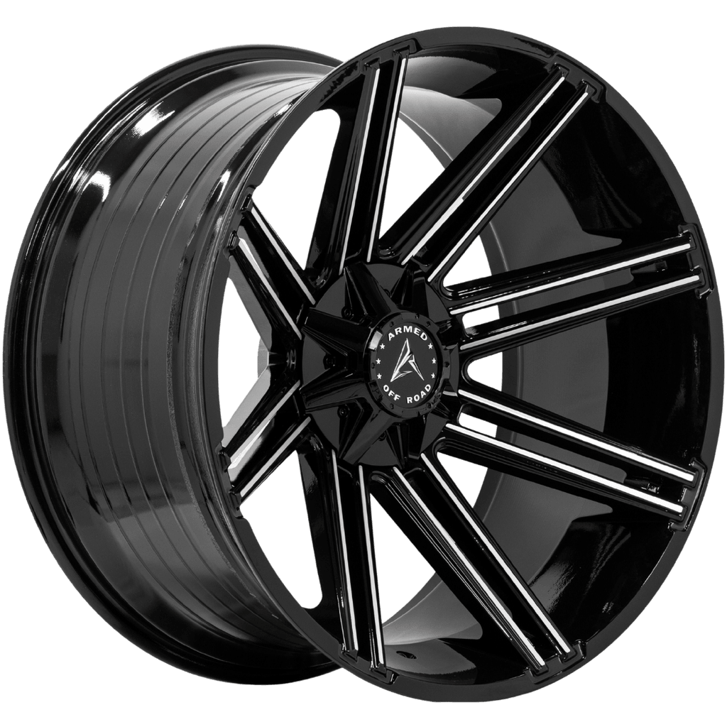 Armed Wheels Chopper Gloss Black Machined 24x12 -44 8x165.1mm 125.1mm