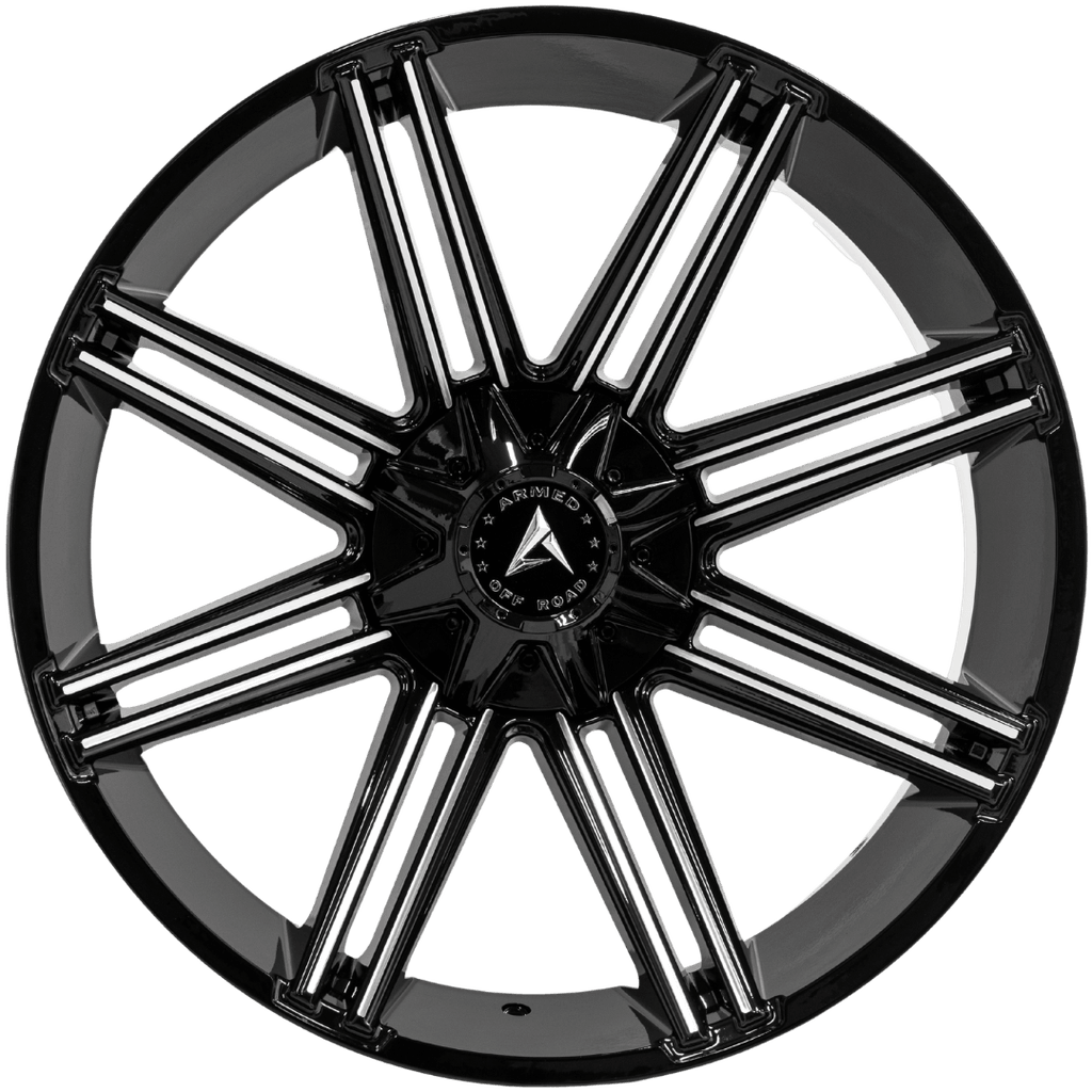 Armed Wheels Chopper Gloss Black Machined 24x12 -44 6x135mm 108.1mm