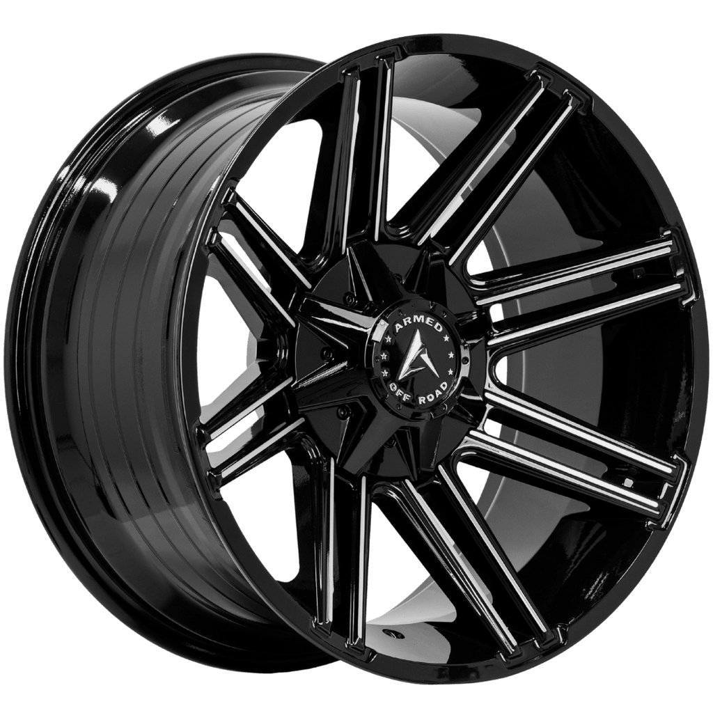 Armed Wheels Chopper Gloss Black Machined 20x10 -18 Custom 125.1mm