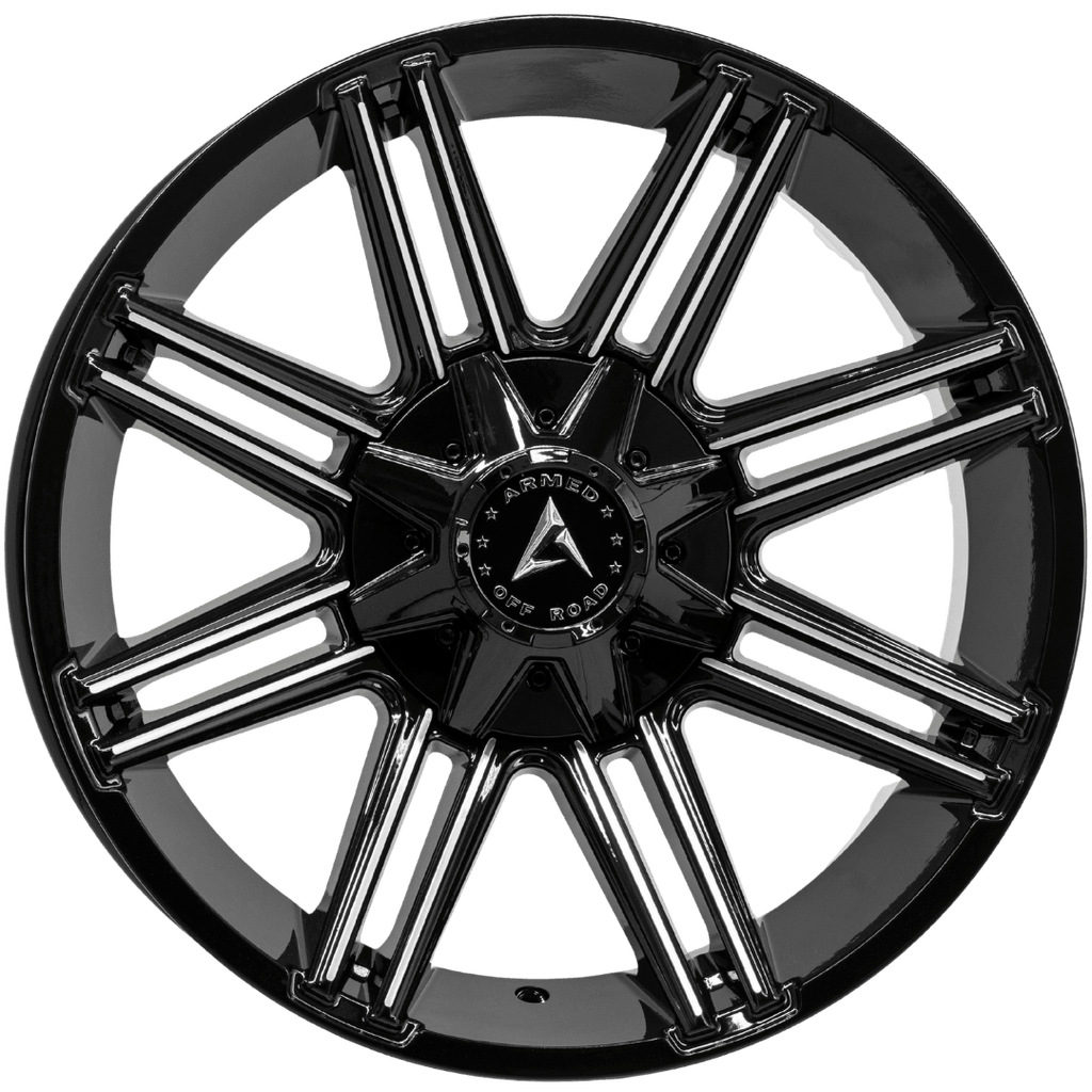 Armed Wheels Chopper Gloss Black Machined 20x10 -18 8x165.1mm 125.1mm