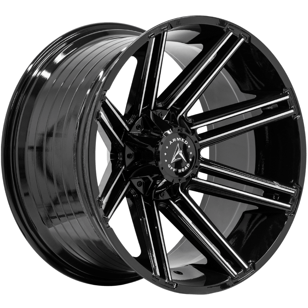 Armed Wheels Chopper Gloss Black Machined 22x12 -44 Custom 125.1mm