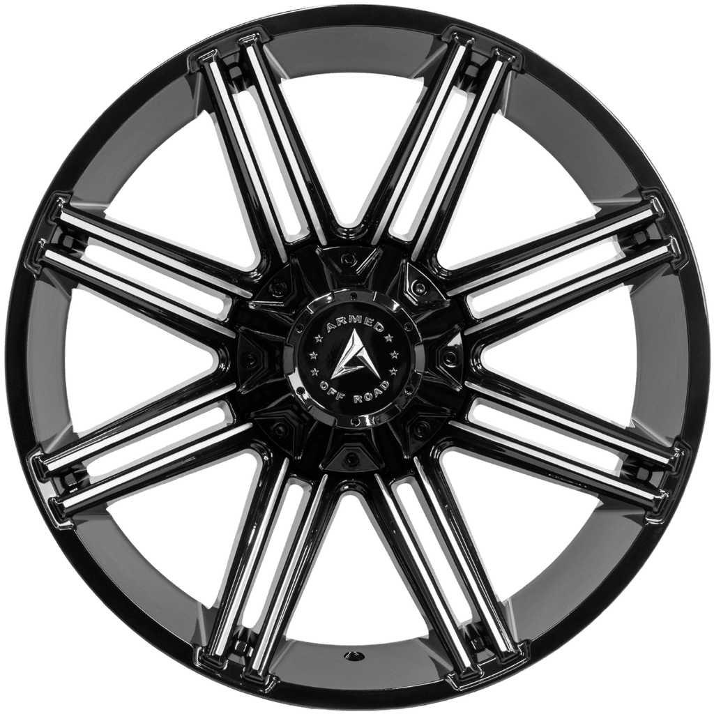 Armed Wheels Chopper Gloss Black Machined 22x12 -44 Custom 125.1mm