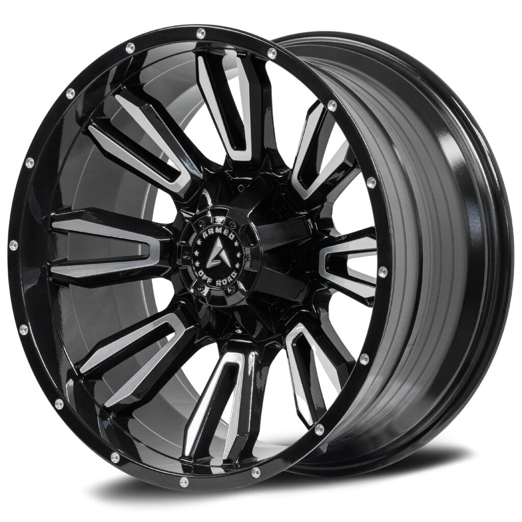 Armed Wheels Dagger Gloss Black Milled 20x10 -24 5x139.7mm 110.2mm