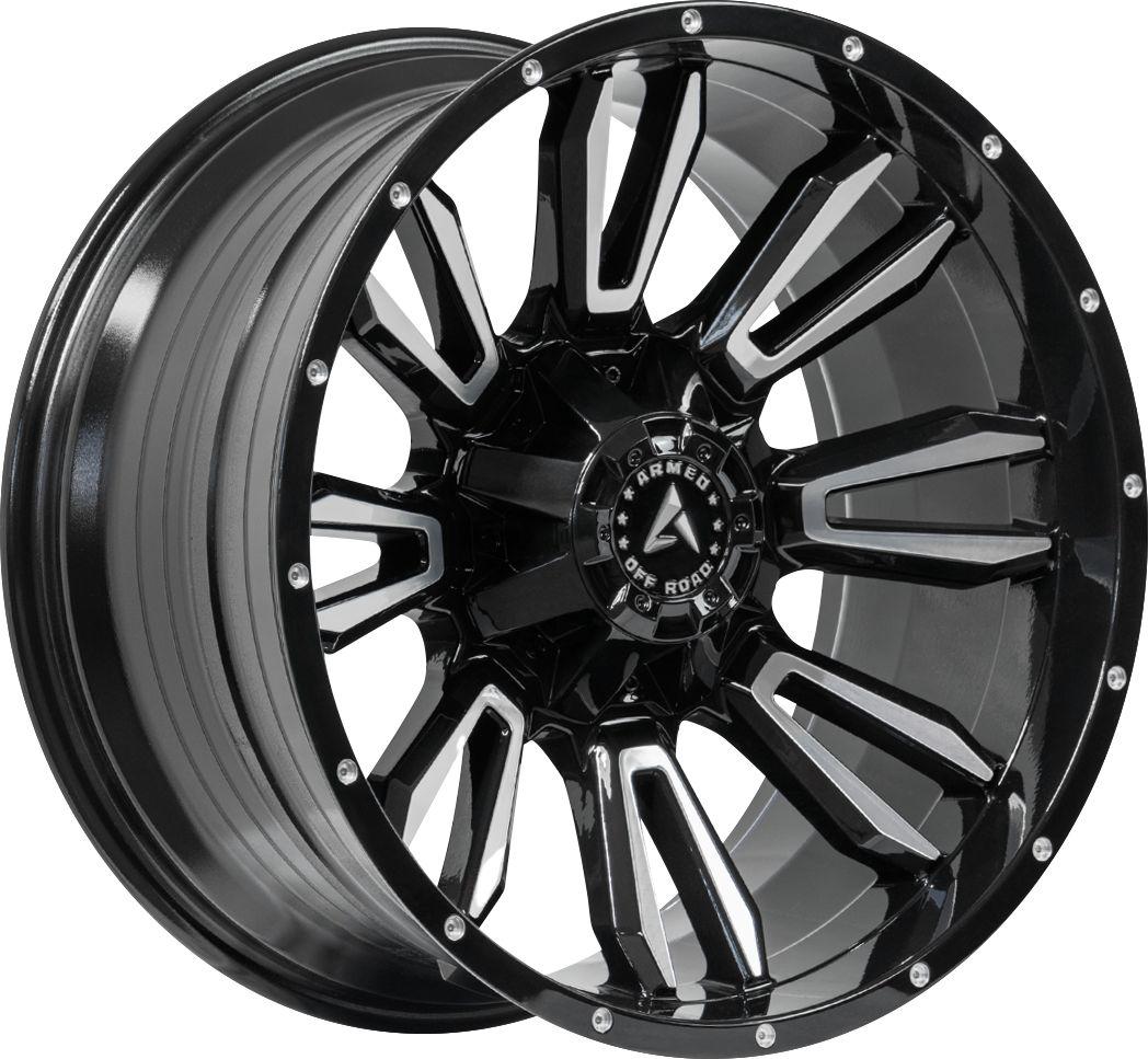 Armed Wheels Dagger Gloss Black Machined Face 20x10 -24 8x180mm 125.1mm