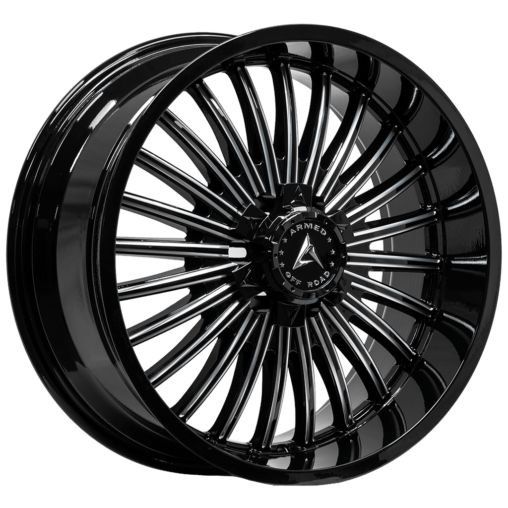 Armed Wheels Force Gloss Black Milled 20x9 +12 6x135mm 108.1mm