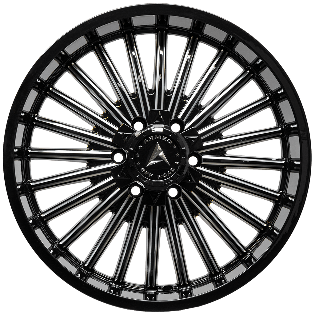 Armed Wheels Force Gloss Black Milled 20x9 0 6x135mm 108.1mm