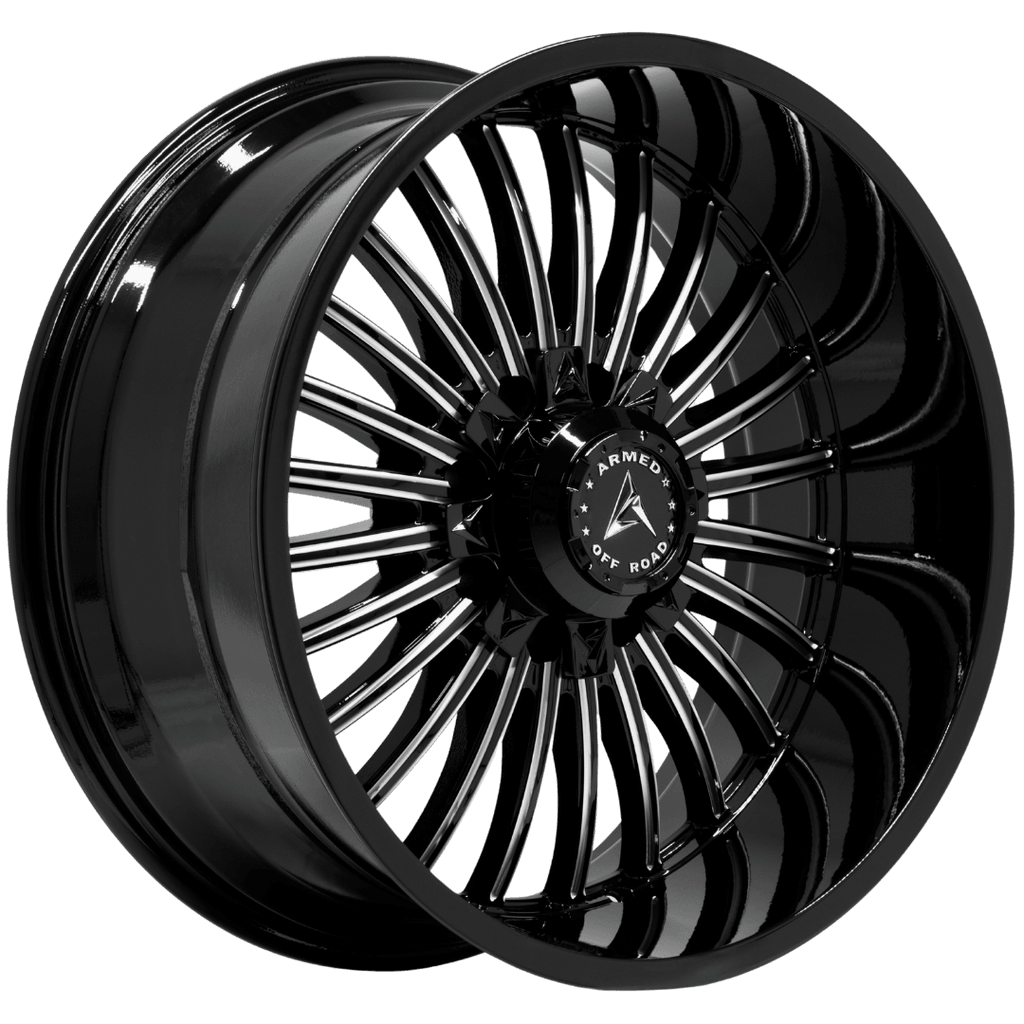 Armed Wheels Force Gloss Black Milled 22x10 -18 8x165.1mm 125.1mm