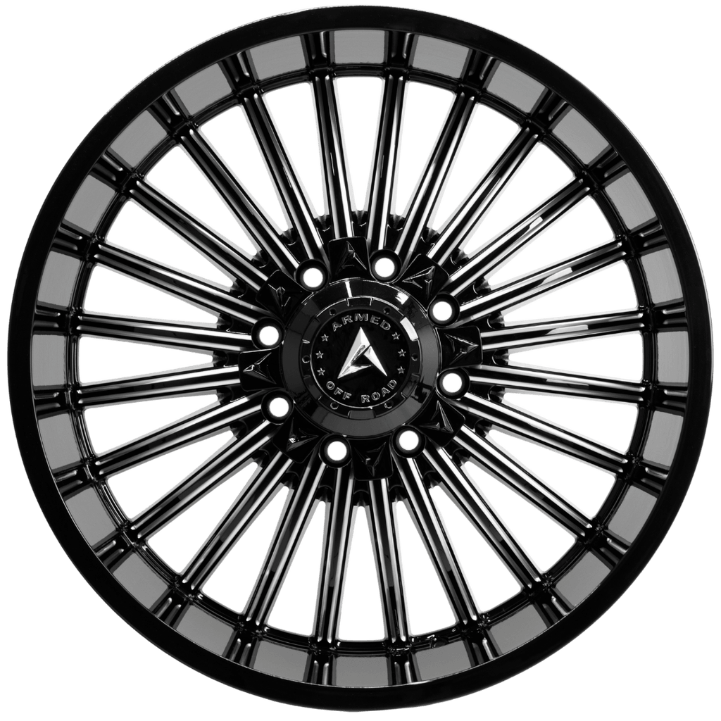 Armed Wheels Force Gloss Black Milled 22x10 -18 8x165.1mm 125.1mm - Wheelwiz
