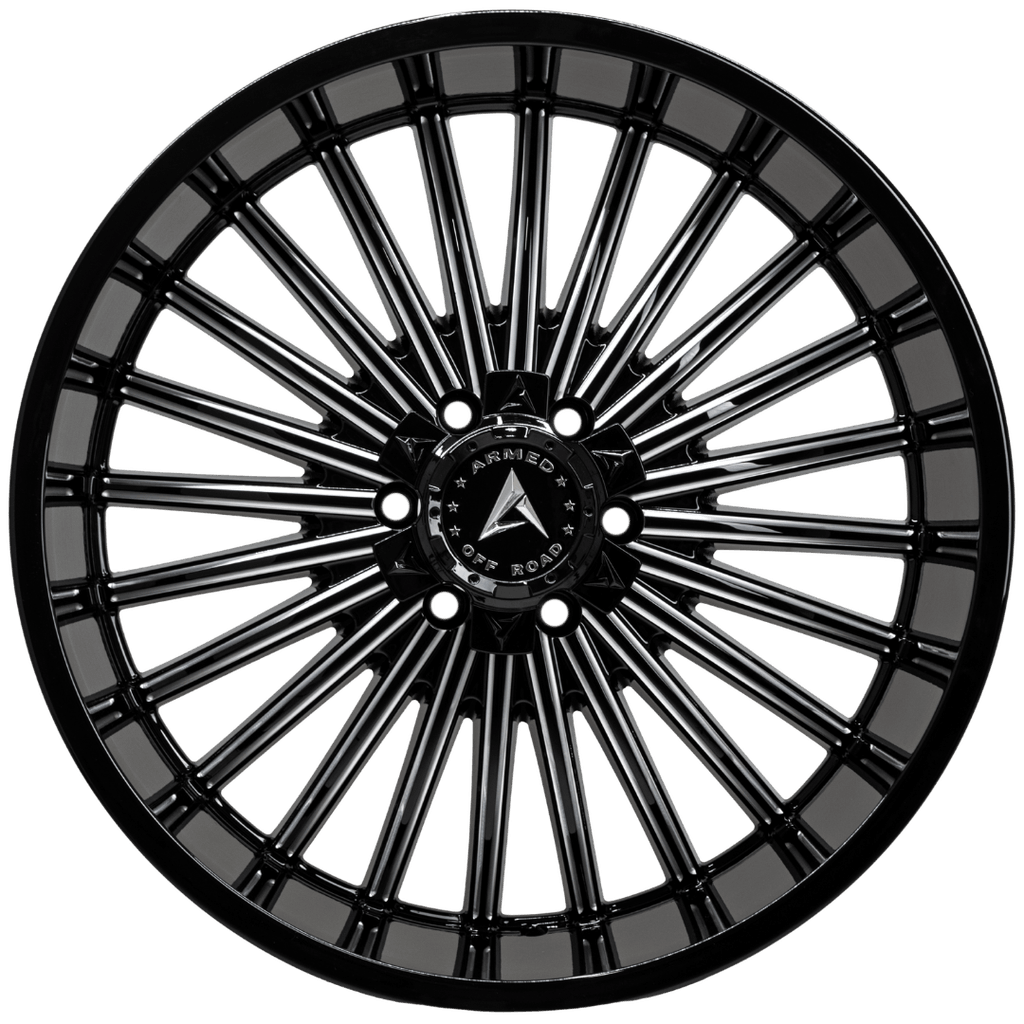 Armed Wheels Force Gloss Black Milled 22x10 -18 6x135mm 108.1mm