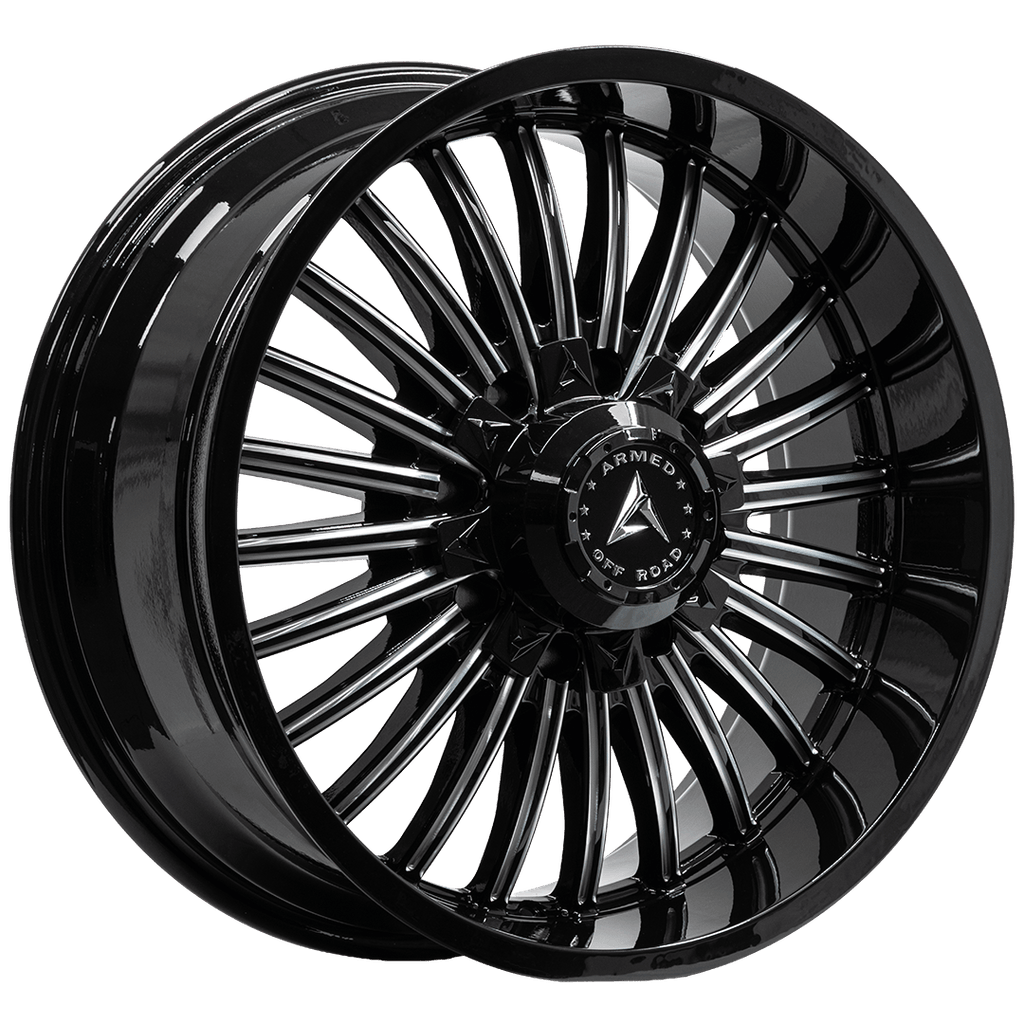 Armed Wheels Force Gloss Black Milled 20x9 0 8x165.1mm 125.1mm