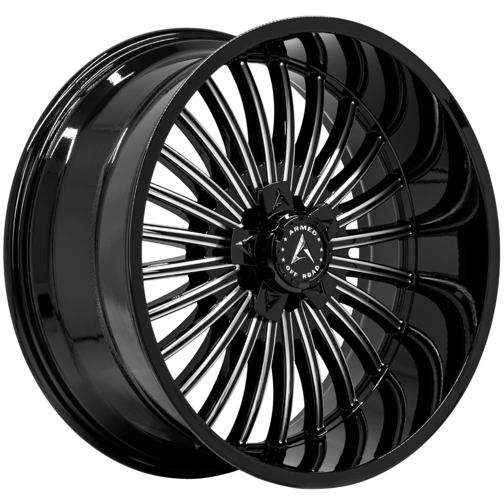 Armed Wheels Force Gloss Black Milled 22x10 -18 5x127mm 78.1mm