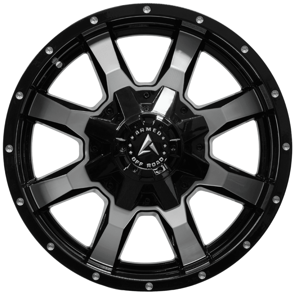 Armed Wheels Frontline Gloss Black Machined Face 18x9 +12 5x139.7mm 87.1mm