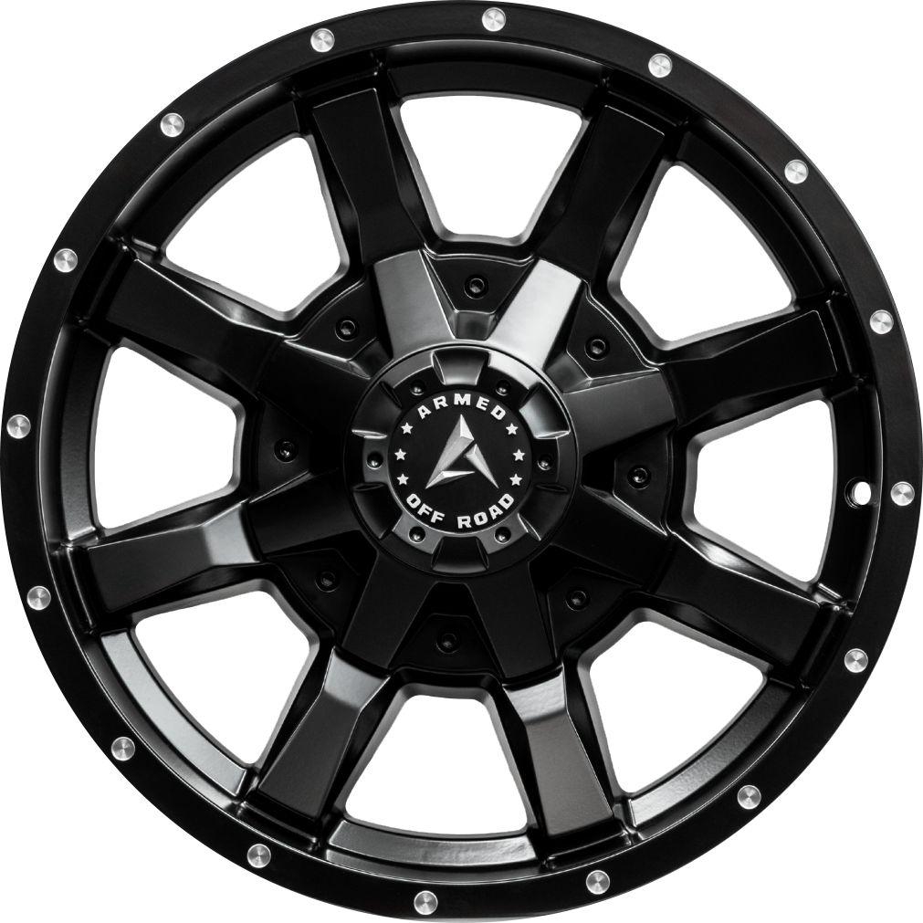 Armed Wheels Frontline Satin Black Milled Holes 20x9 +12 8x165.1mm 125.1mm