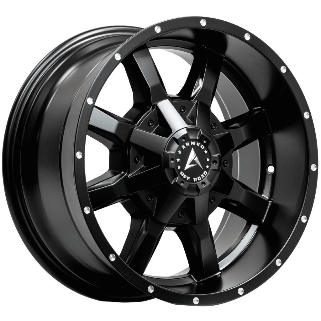 Armed Wheels Frontline Satin Black Milled Holes 18x9 +12 Custom 87.1mm