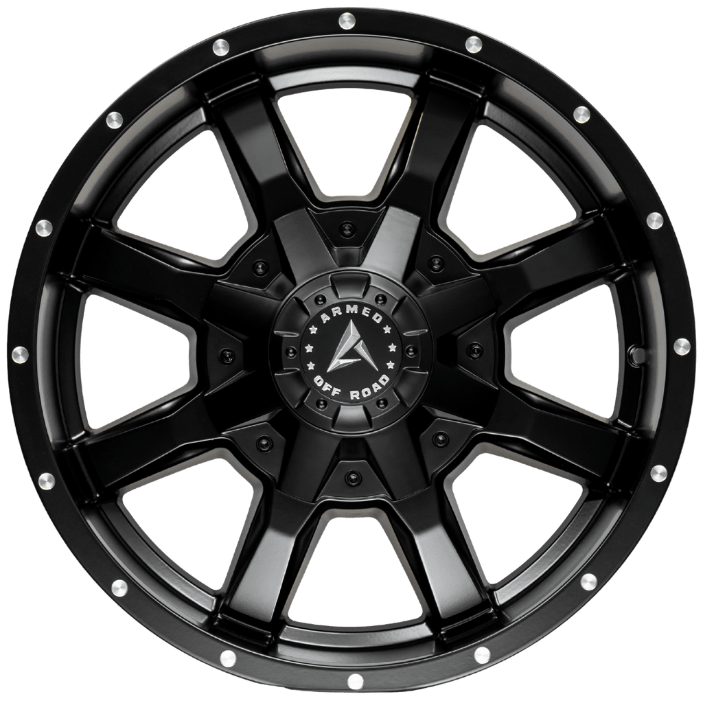 Armed Wheels Frontline Satin Black Milled Holes 18x9 0 Custom 87.1mm
