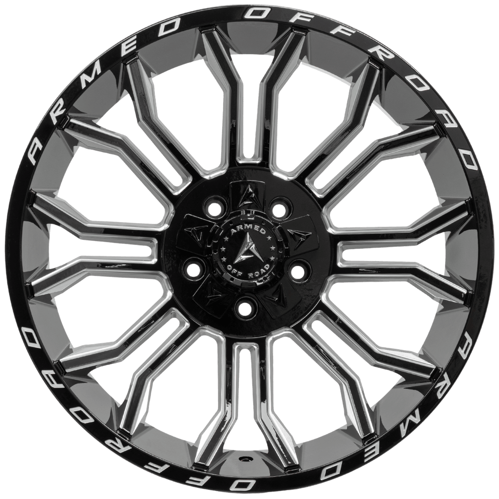 Armed Wheels Havoc Gloss Black Milled 22x12 -44 5x127mm 78.1mm