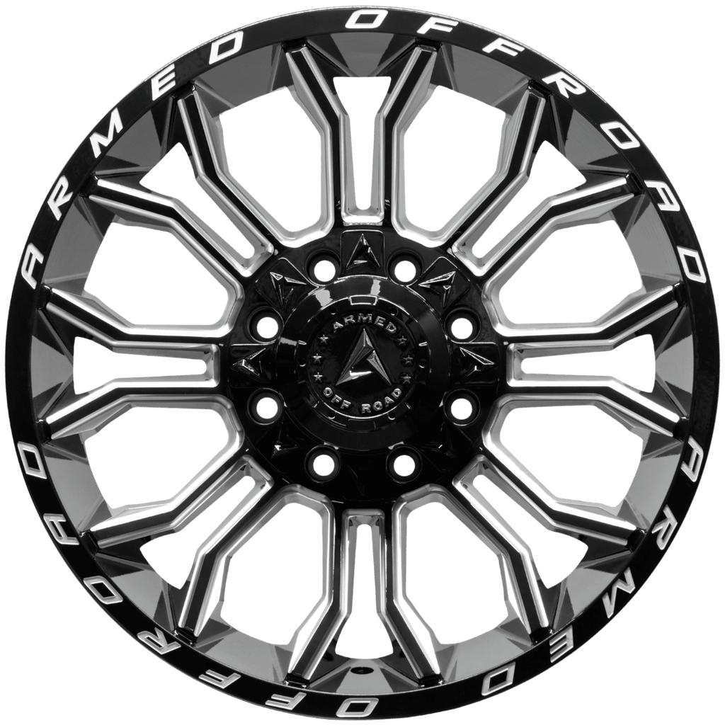 Armed Wheels Havoc Gloss Black Milled 20x10 -18 8x165.1mm 125.1mm