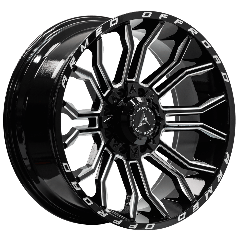 Armed Wheels Havoc Gloss Black Milled 22x10 -18 8x165.1mm 125.1mm