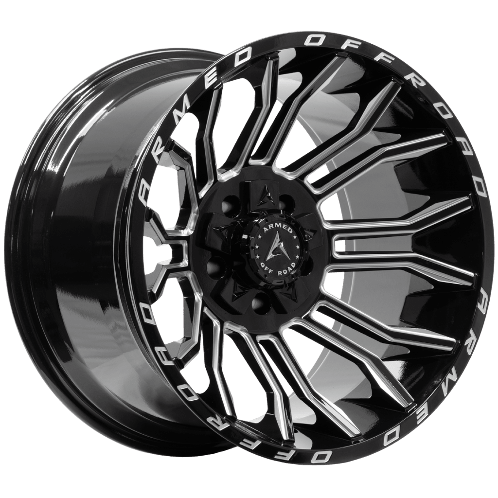 Armed Wheels Havoc Gloss Black Milled 20x12 -44 5x139.7mm 110.1mm