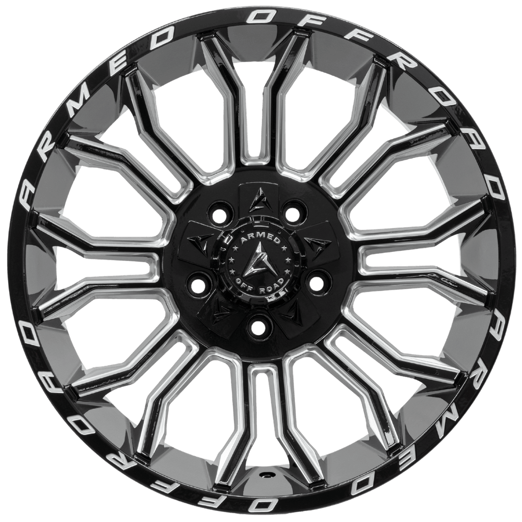 Armed Wheels Havoc Gloss Black Milled 20x12 -44 5x139.7mm 110.1mm