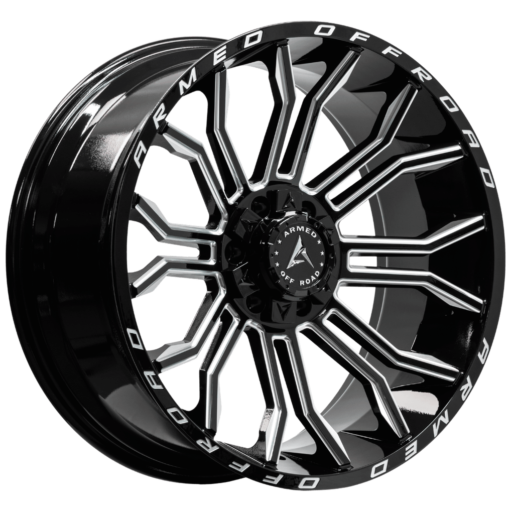 Armed Wheels Havoc Gloss Black Milled 22x10 0 6x135mm 108.1mm