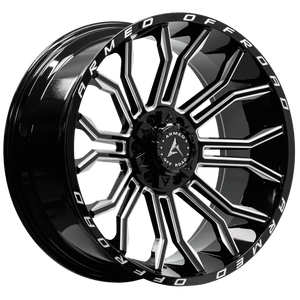 Armed Wheels Havoc Gloss Black Milled 22x10 0 6x135mm 108.1mm