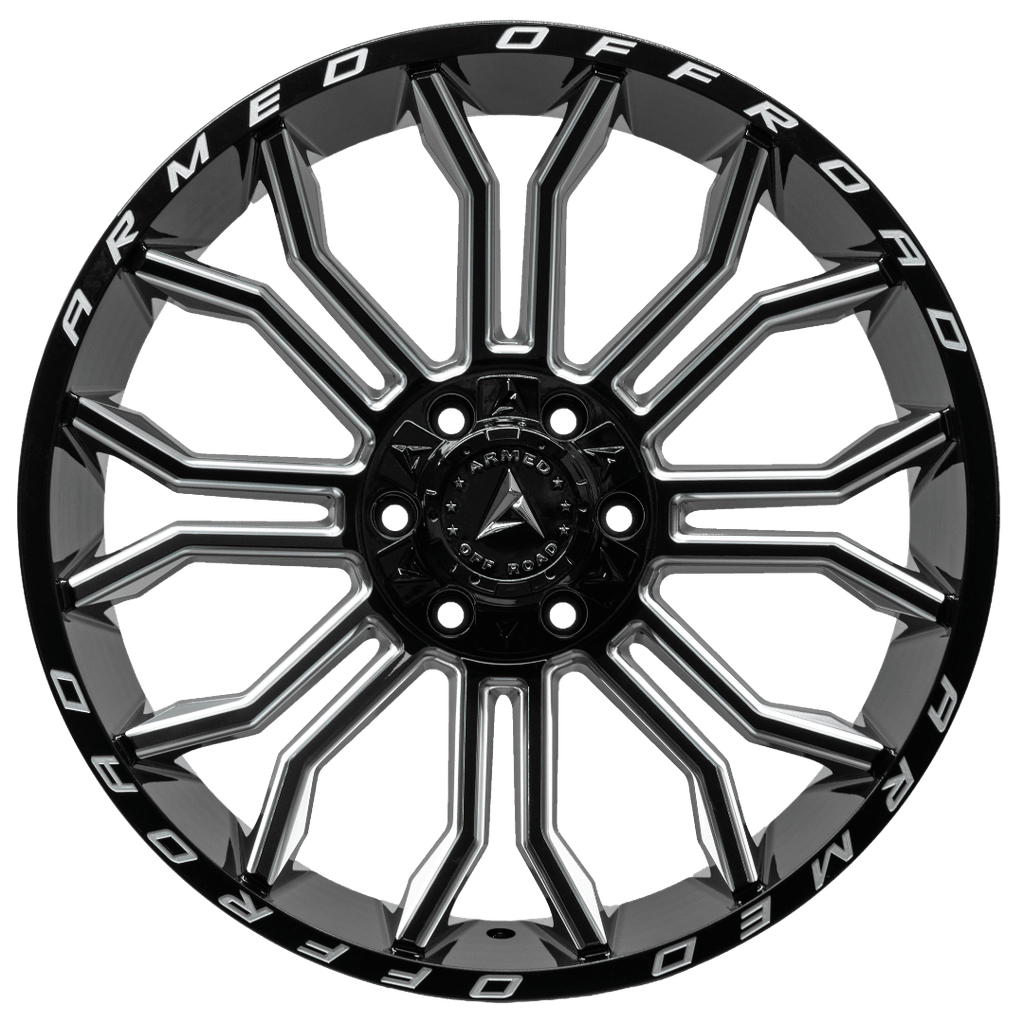 Armed Wheels Havoc Gloss Black Milled 22x10 0 6x135mm 108.1mm