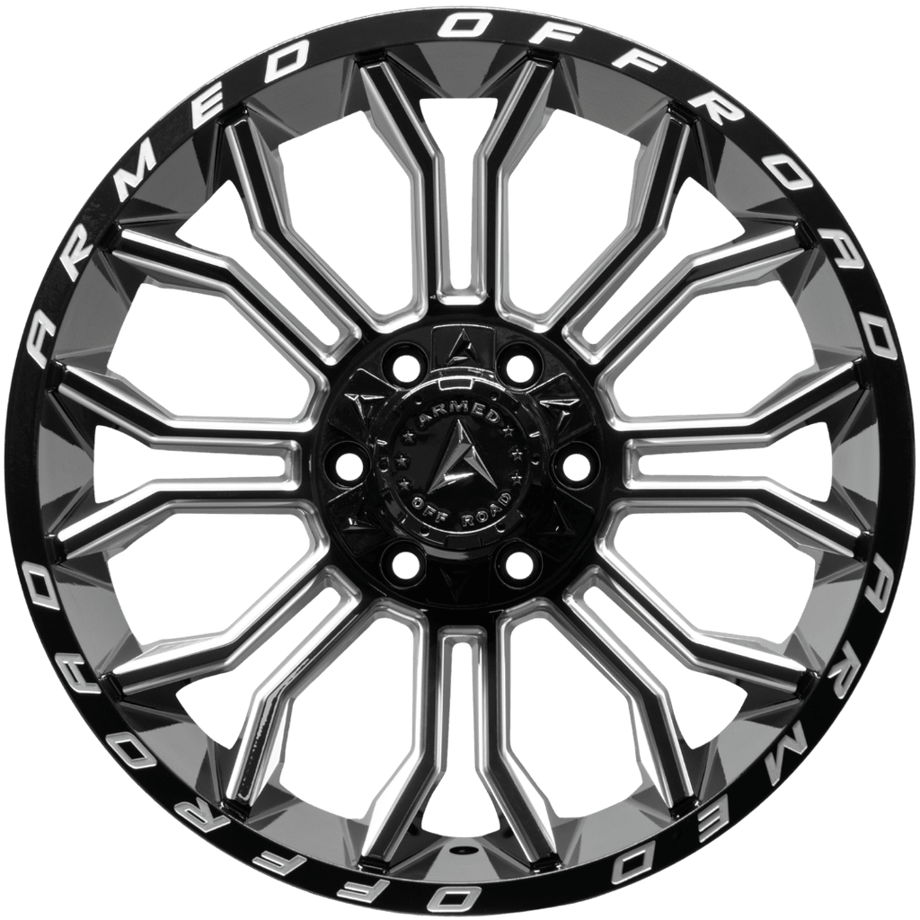 Armed Wheels Havoc Gloss Black Milled 20x10 0 6x135mm 108.1mm