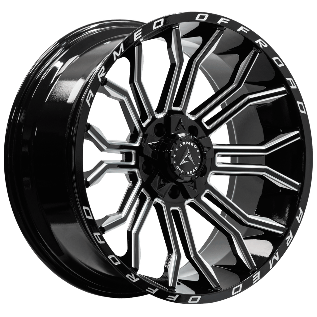 Armed Wheels Havoc Gloss Black Milled 22x10 -18 5x127mm 78.1mm