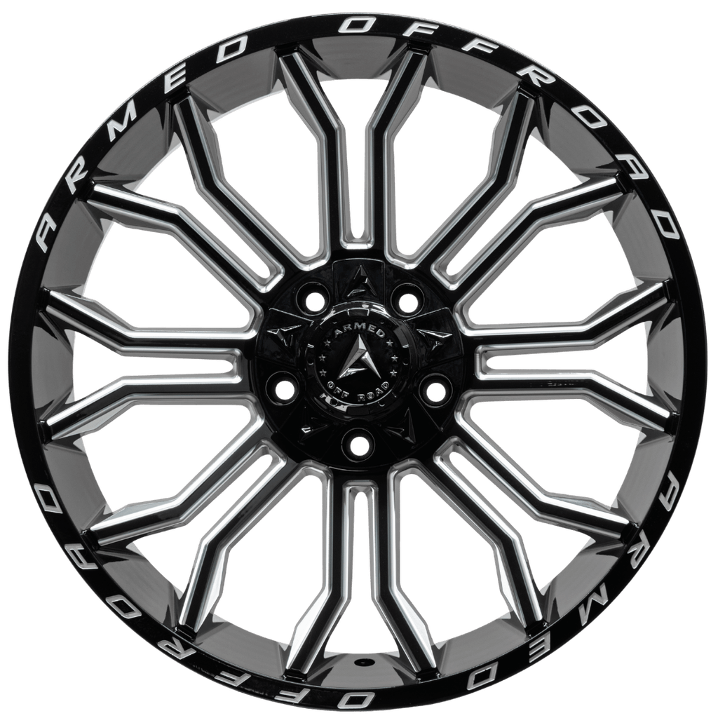 Armed Wheels Havoc Gloss Black Milled 22x10 -18 5x127mm 78.1mm