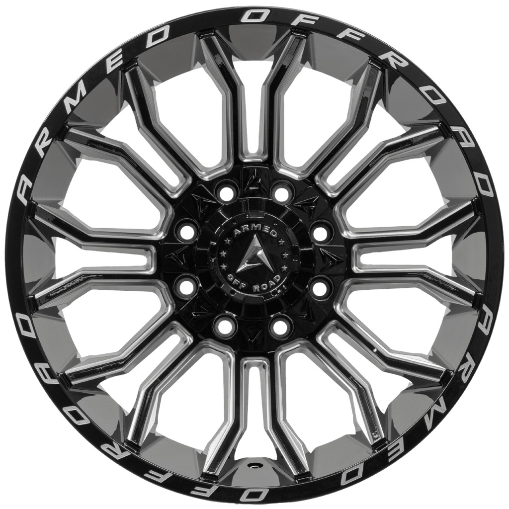 Armed Wheels Havoc Gloss Black Milled 20x12 -44 8x165.1mm 125.1mm