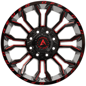 Armed Wheels Havoc Gloss Black Milled + Red 20x10 0 8x165.1mm 125.1mm