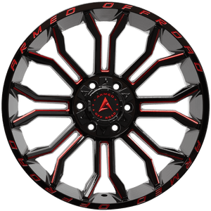 Armed Wheels Havoc Gloss Black Milled + Red 22x10 -18 6x135mm 108.1mm