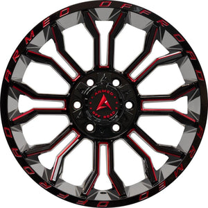 Armed Wheels Havoc Gloss Black Milled + Red 20x10 0 5x127mm 78.1mm