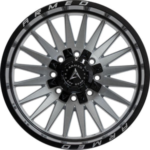 Armed Wheels Hostile Gloss Silver Brushed Face/Black Lip + Armed 18x9 +12 6x135mm 108.1mm