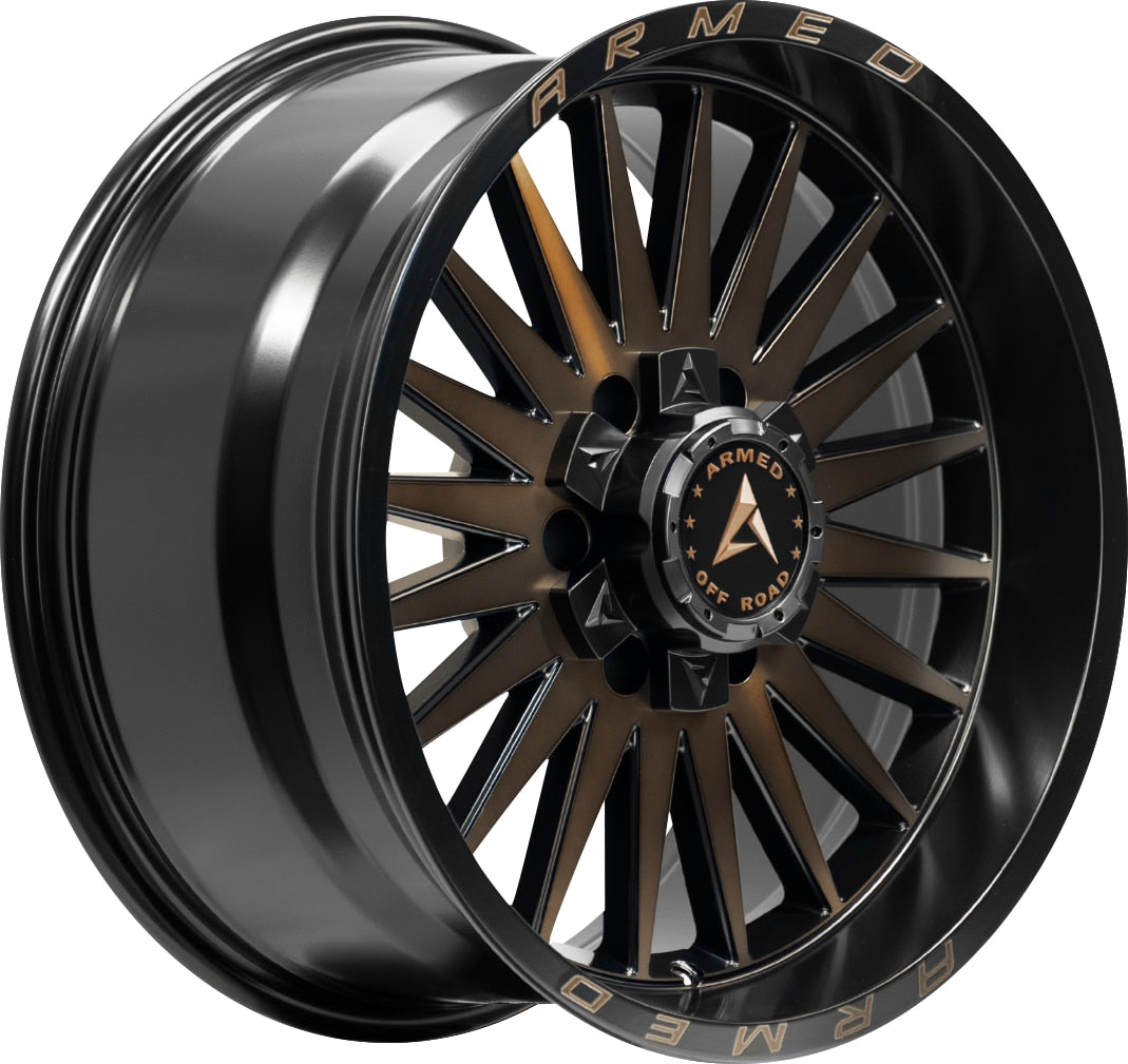 Armed Wheels Hostile Matte Black Machined + Bronze Tint 20x9 +12 8x165.1mm 125.1mm