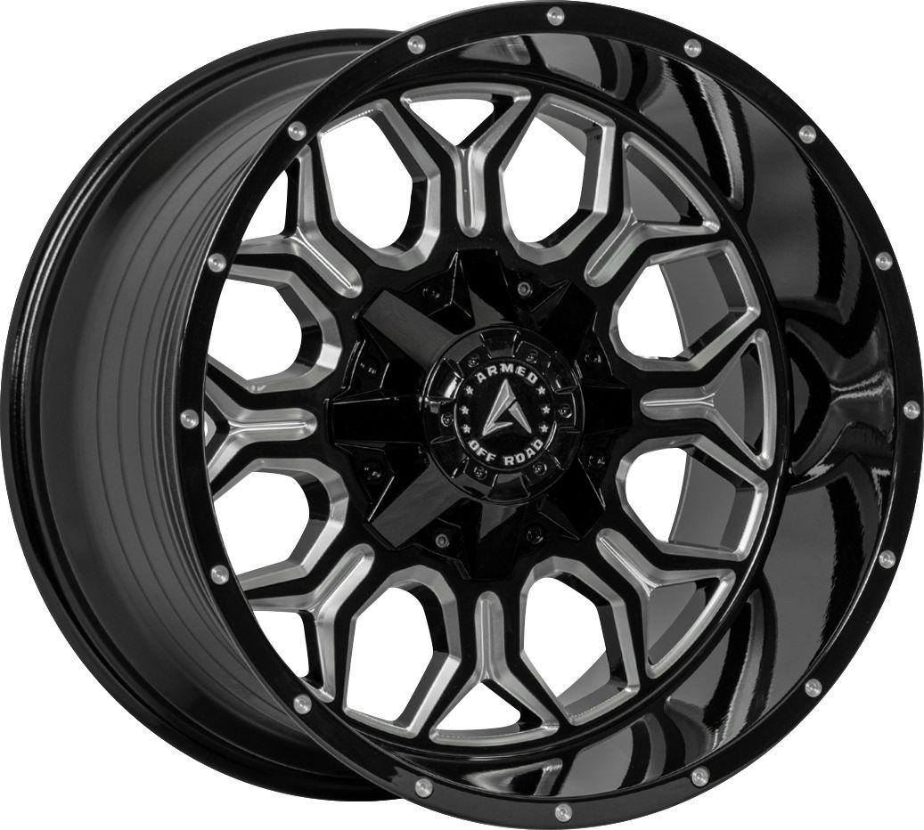 Armed Wheels Infantry Gloss Black Milled 18x9 +12 Custom 87.1mm