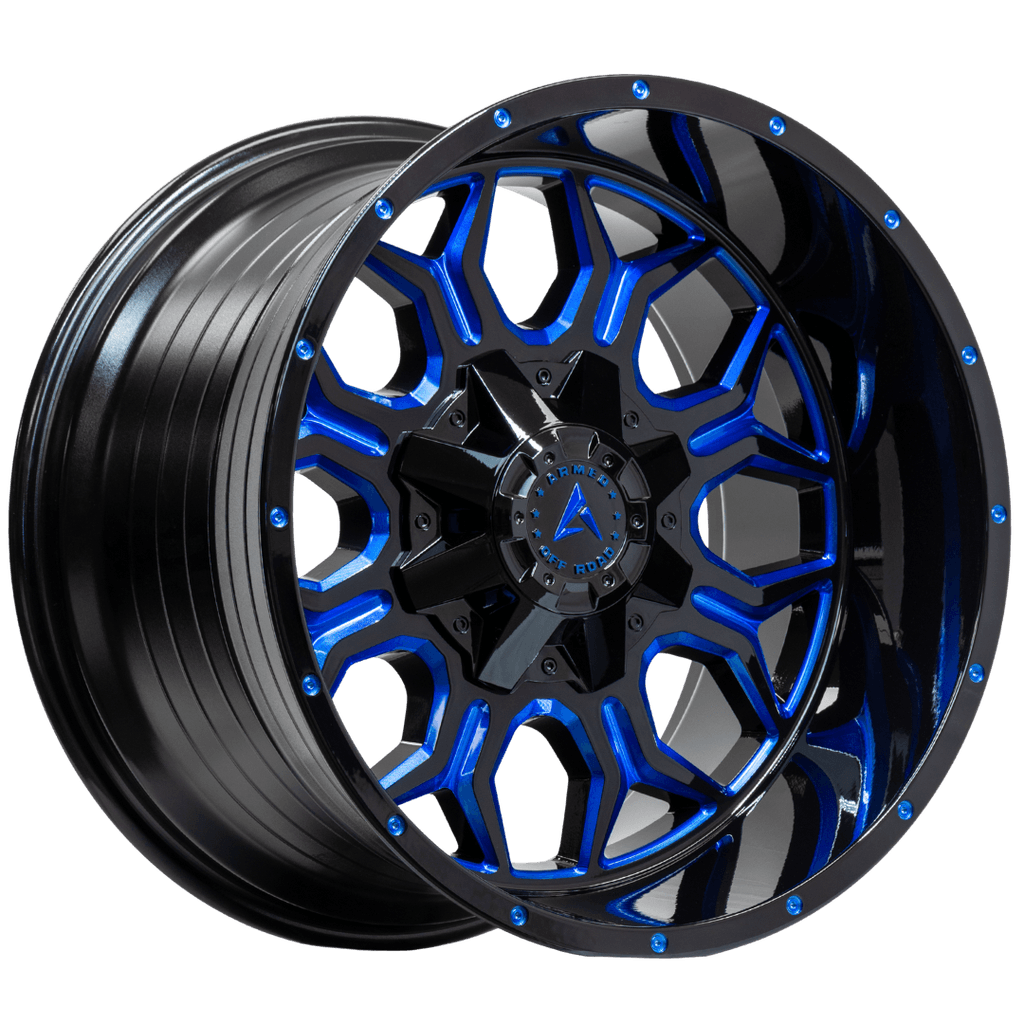Armed Wheels Infantry Gloss Black Blue Milled 20x12 -44 5x127mm 78.1mm