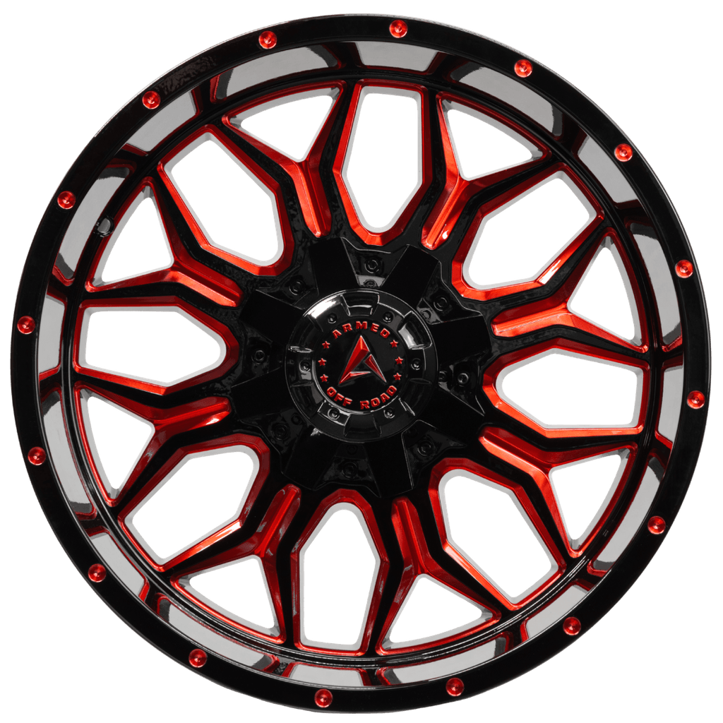 Armed Wheels Infantry Gloss Black Red Milled 20x10 -18 5x127mm 78.1mm
