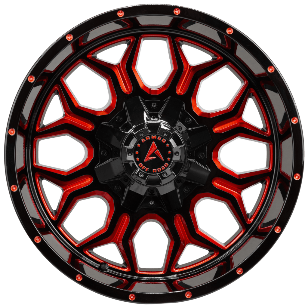 Armed Wheels Infantry Gloss Black Red Milled 20x12 -44 6x135mm 108.1mm