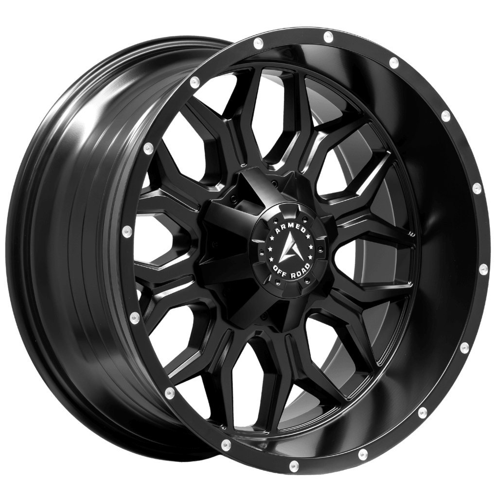 Armed Wheels Infantry Satin Black + Milled Holes 20x10 -18 5x139.7mm 110.1mm